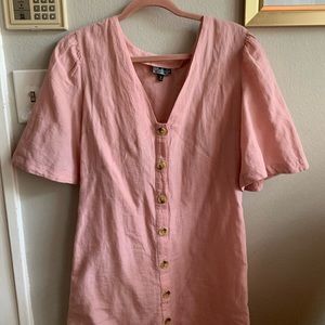 Size 8. Pink linen Topshop shift dress.